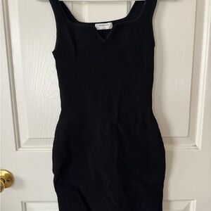 Aritzia Black Ribbed Mini Dress